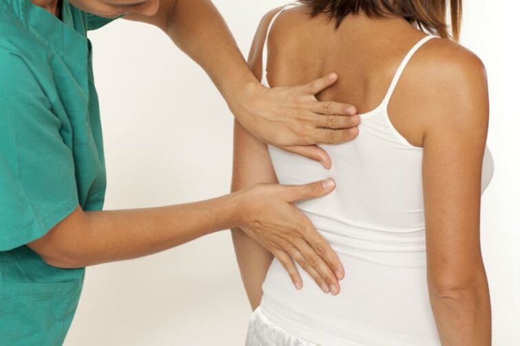 Back examination revealed pain below the left shoulder blade. 