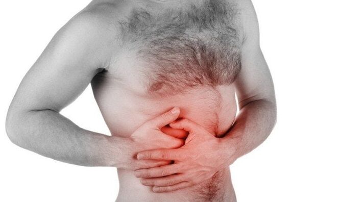pain in internal organs spreading to the lower back